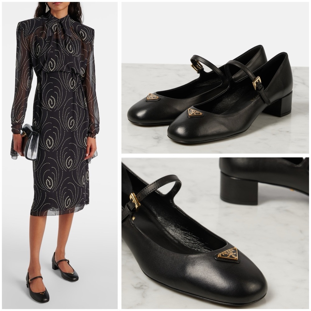 New PRADA Leather Mary Jane Ballerina Pumps - Nero $1,120 40 - Picture 4 of 14